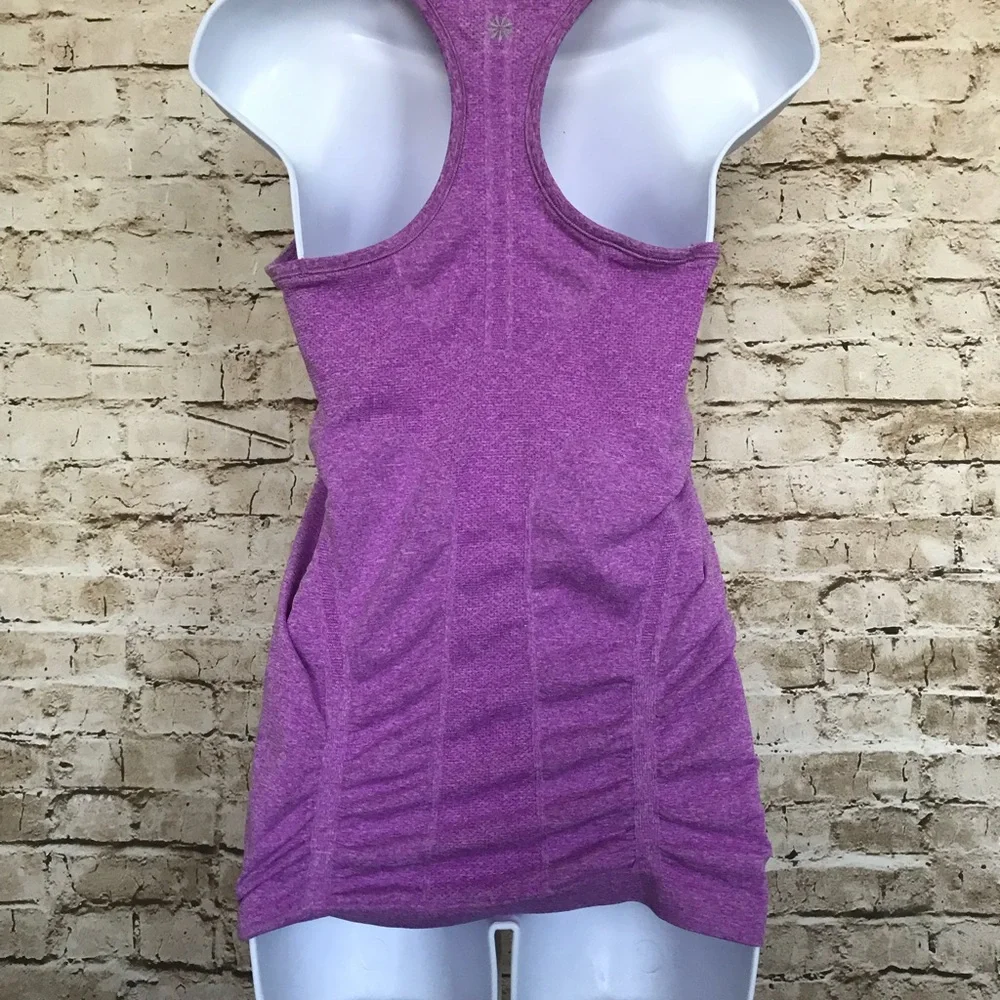 Athleta Sz S RacerBack Purple Top Ruched - Picture 4 of 6